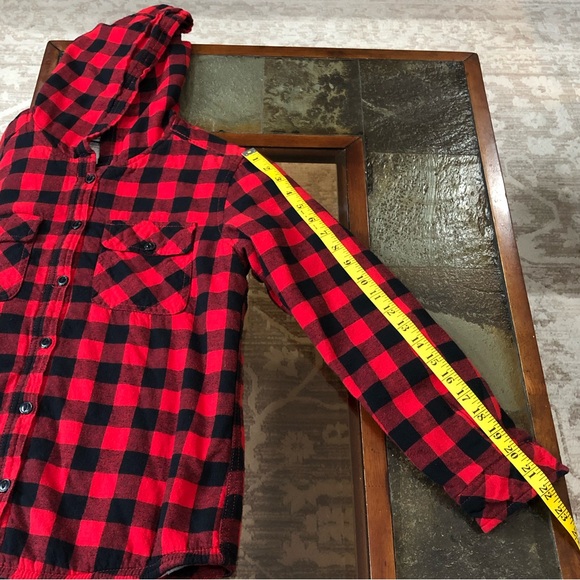 Boston Traders Shacket Women’s S Button Up Buffalo Plaid Sherpa Lined Hoodie - Picture 15 of 15